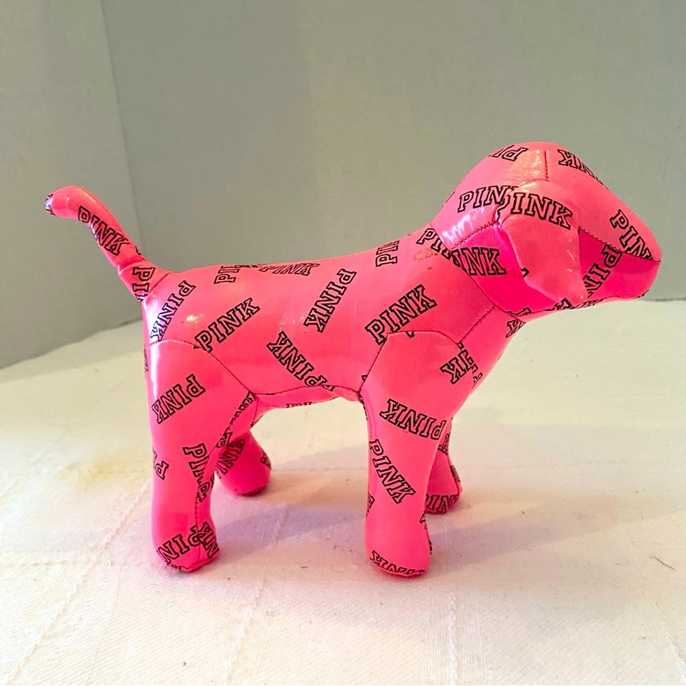 Victoria’s Secret pink faux leather dog! 8-1/2”